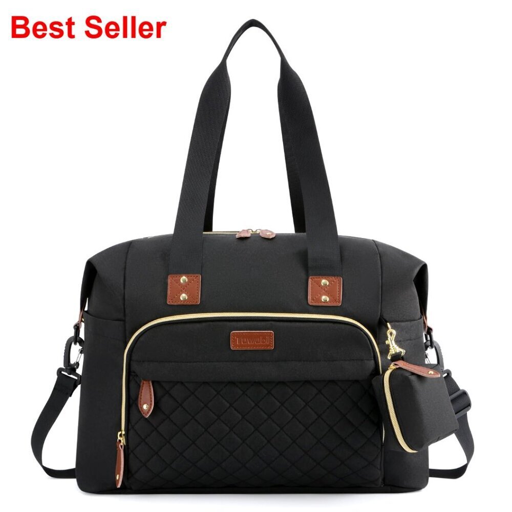 Large Travel Diaper Tote with Pacifier Case, Waterproof Polyester Bag